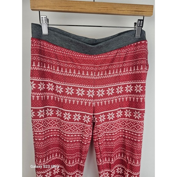 Cuddl Duds women's sxM, red and white holiday print, stretch thermal pants, NWOT - Picture 5 of 8